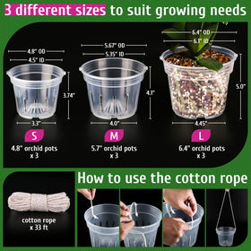 REMIAWY orchid pot 6.4-inch hanging setup with rope included for space saving