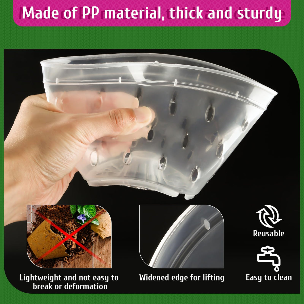 REMIAWY orchid pot drainage holes side view for healthy air circulation
