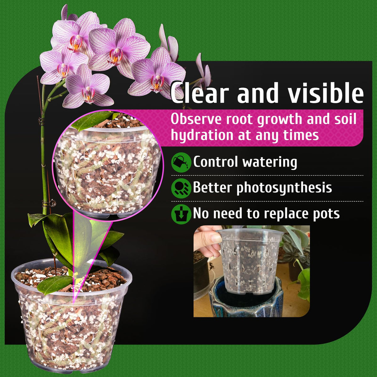 REMIAWY orchid pot indoor outdoor use fits home or garden spaces
