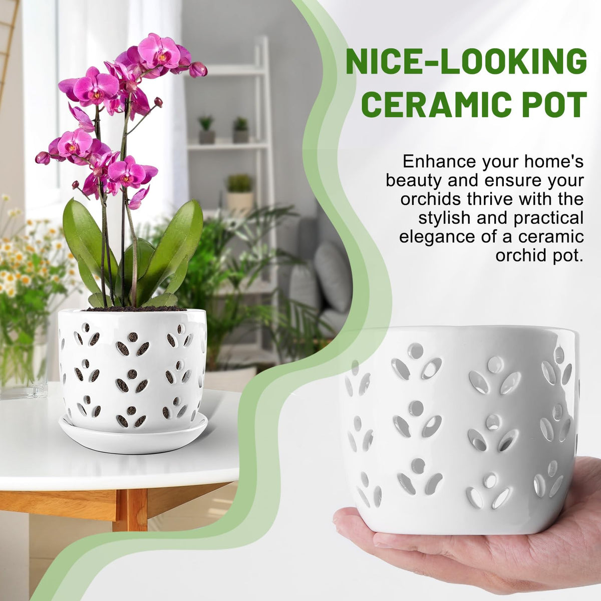 REMIAWY orchid pot, small 5-inch size, perfect for compact orchid arrangements
