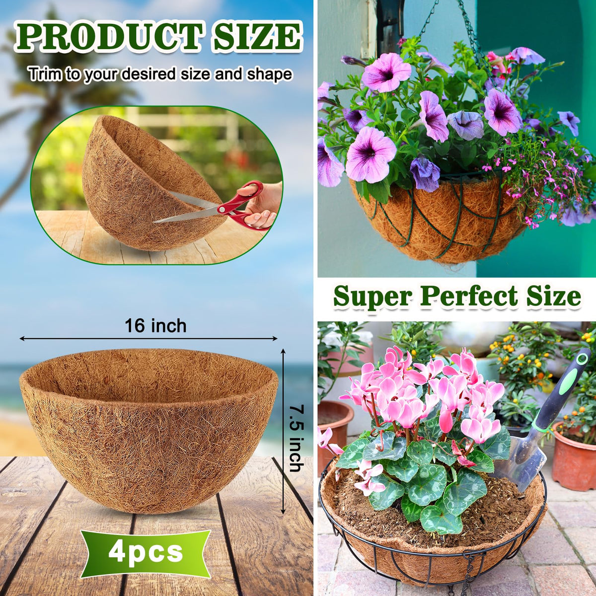 REMIAWY coco liners for hanging baskets enhance indoor and outdoor displays
