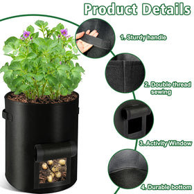 REMIAWY grow bags sturdy X-shaped handles for easy movement and sun exposure control.