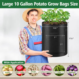 REMIAWY potato grow bags harvest window shown for quick root monitoring.