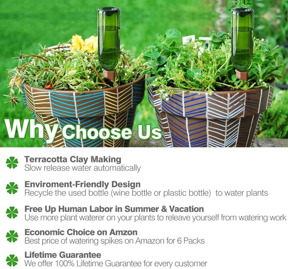 REMIAWY six-pack plant watering spikes enabling easy, hands-off irrigation