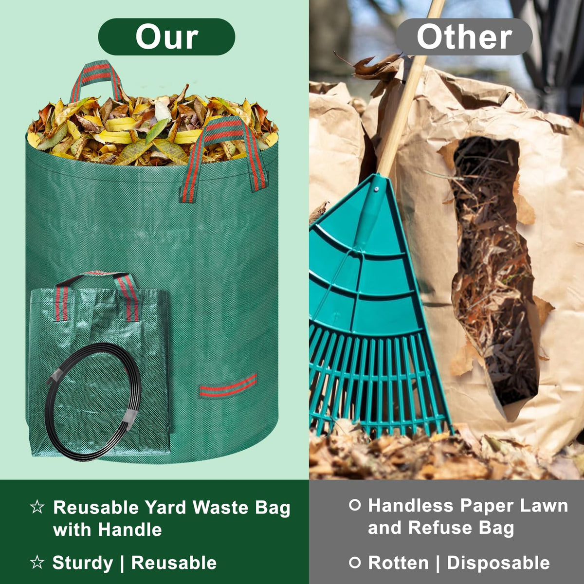 REMIAWY 32-gallon bag serves as roomy yard container