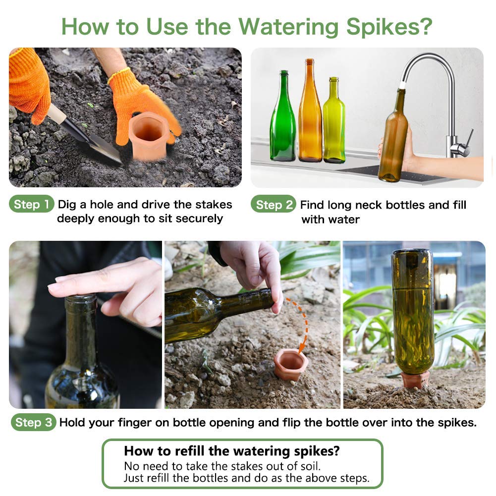 REMIAWY wine-bottle compatibility with spikes for eco-friendly watering