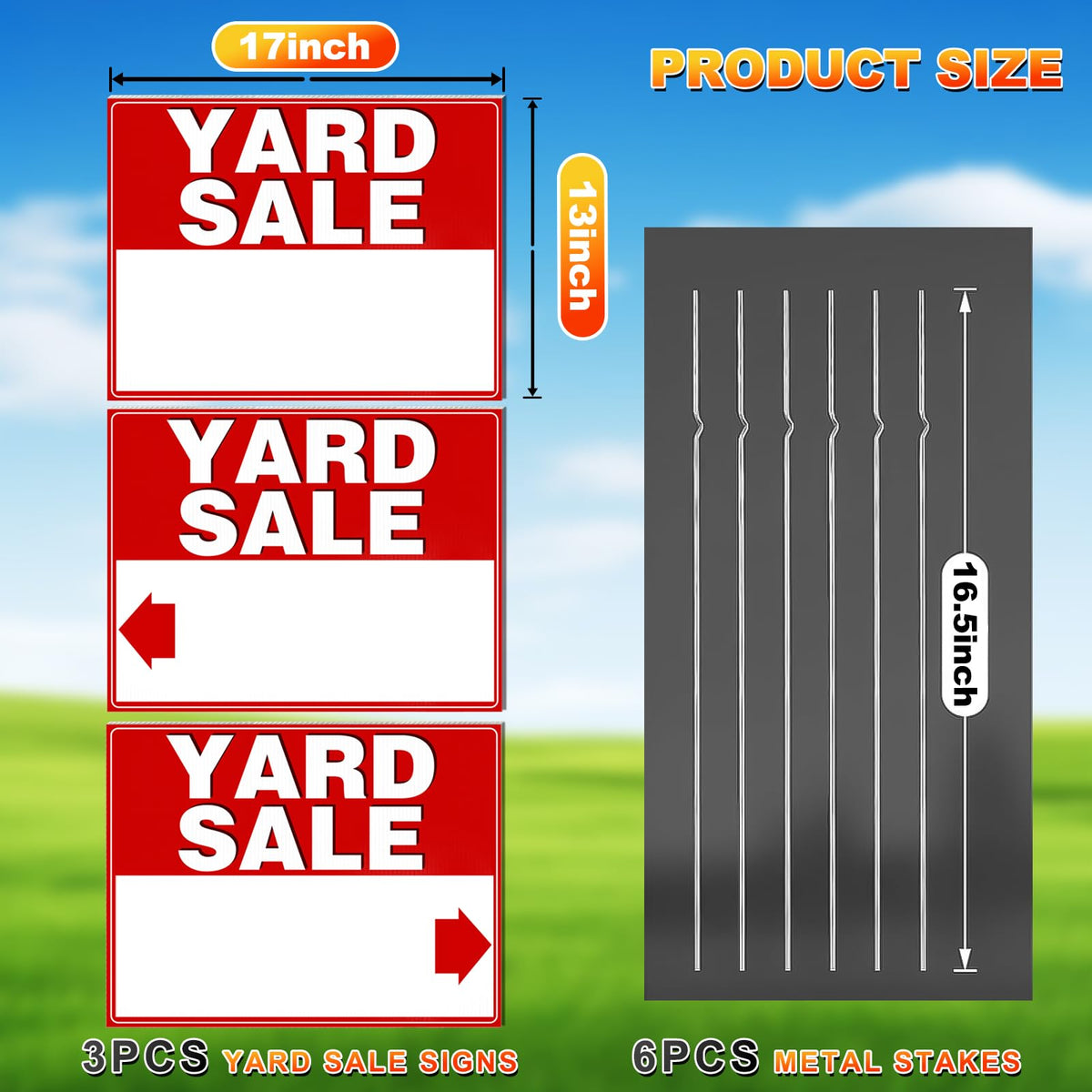 REMIAWY yard sale kit includes signs, stakes, and arrows for quick setup
