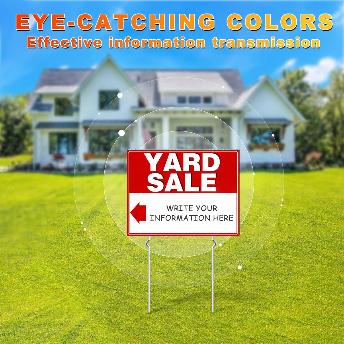 REMIAWY yard sale sign with directional arrows guides buyers to your event