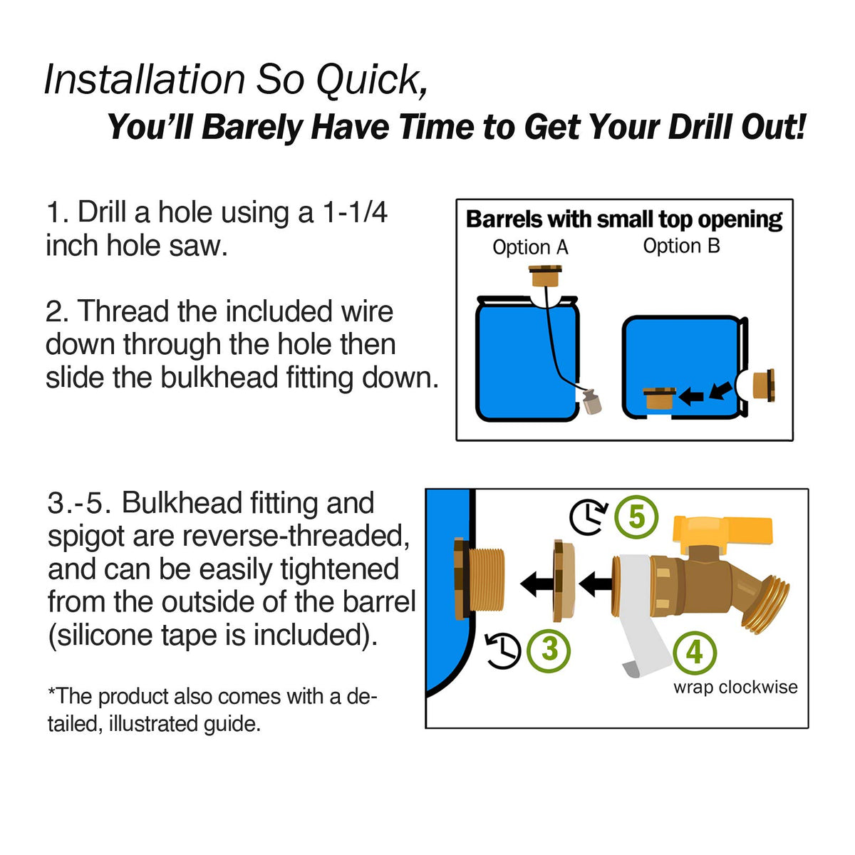 Renator bulkhead fitting paired with spigot for a secure outside installation