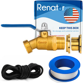 Renator brass rain barrel spigot with 3/4 inch ball valve for fast water flow