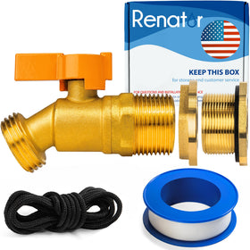 Renator brass rain barrel spigot kit with 3/4 inch valve for easy hose connection
