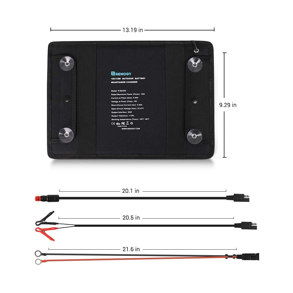 Renogy trickle charger uses cigarette lighter adapter for quick portable power.