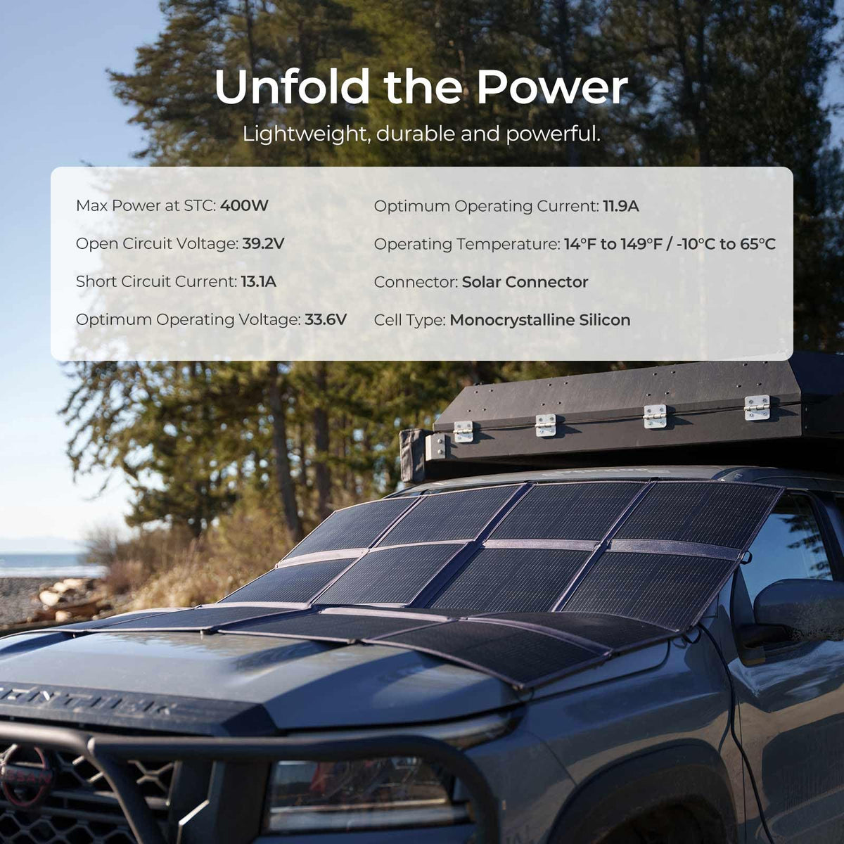 Renogy solar blanket in backpack-size form for portable power on the go.
