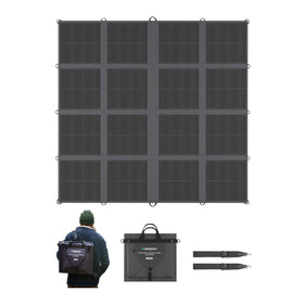 Renogy 400W solar blanket folded compact for easy transport and space-saving storage.
