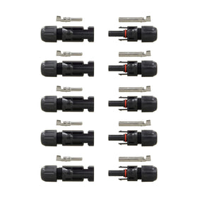 Renogy 5-pair solar panel cable connectors, male and female, designed for durable outdoor installations.