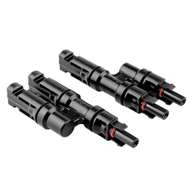 Renogy Branch Y Connector pair enabling parallel wiring for stable panel voltage