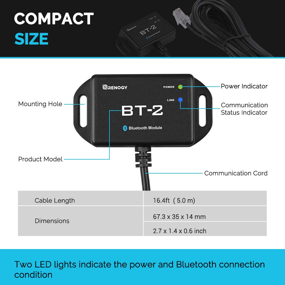 Renogy BT-2 easy installation via RS485 RJ45 port