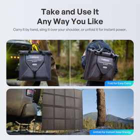 Renogy compact pack-down shows backpack-size portability for tight spaces.