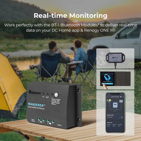 Renogy 100W system powering an off-grid RV, camper, or outdoor setup.