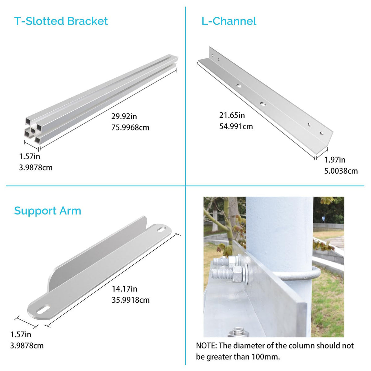 Renogy pole-mount support arm adds extra stability.