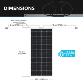 Renogy pre-drilled mounting holes with 12 AWG cables for quick setup