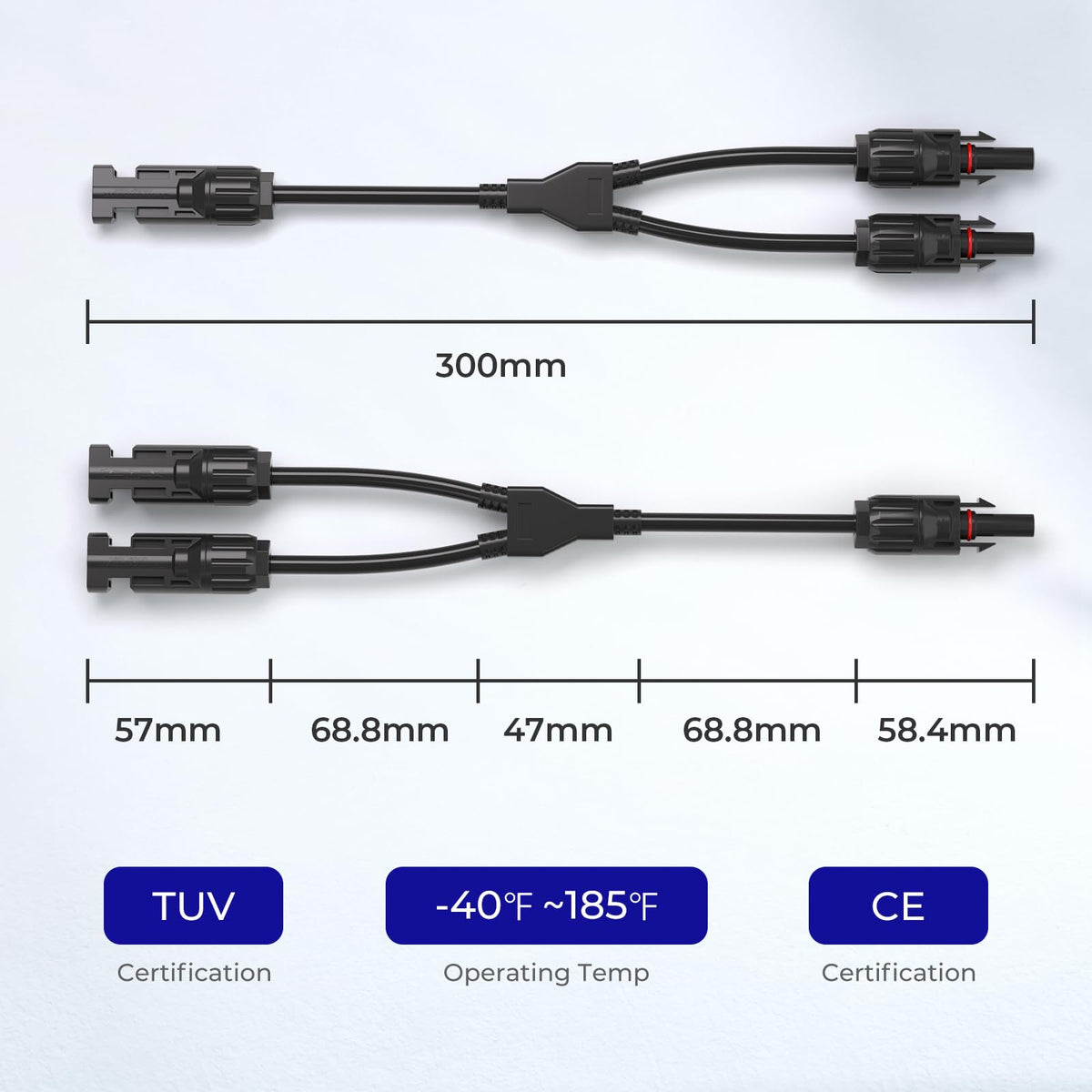 Renogy connector supports 14AWG–10AWG cables for versatile configurations