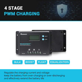Renogy Wanderer 10A battery compatibility covers Gel, Sealed, Flooded, and Lithium options.