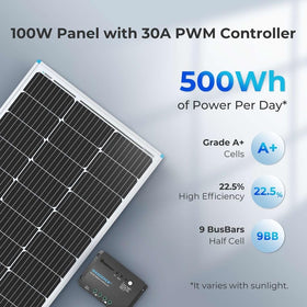 Renogy Wanderer 30A PWM controller close-up for stable power monitoring.