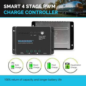 Renogy Wanderer Li 30A with temp sensor attachment showing setup versatility