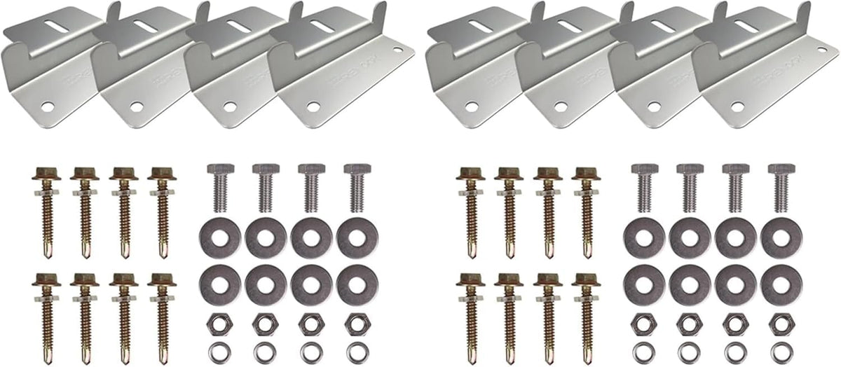 Renogy Z bracket mounting system in aluminum for durable RV roof installations.