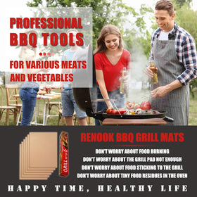 Renook copper grill mats nonstick surface for easy flipping and cleanup