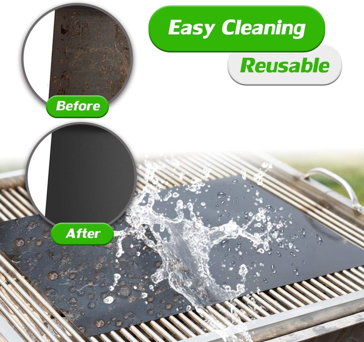 Renook grill mats on charcoal grill showcase heat resistance and easy cleaning