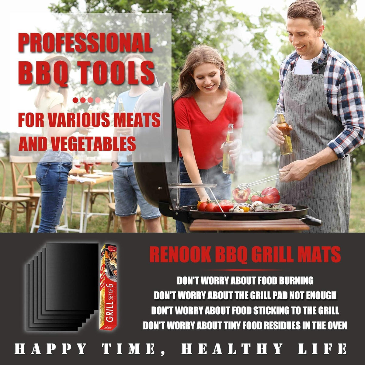 Renook grill mats cut-to-fit for any grill configuration, maximizing space and efficiency