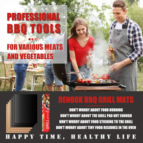 Renook grill mats showing a non-stick surface for easy food release.