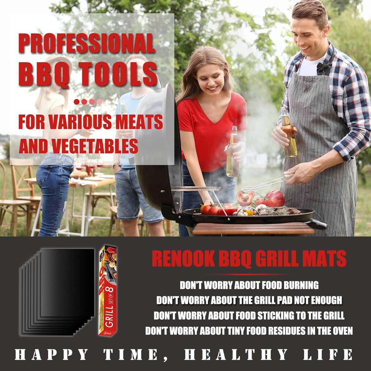 Renook grill mats on grill grates prevent sticking and keep grill clean