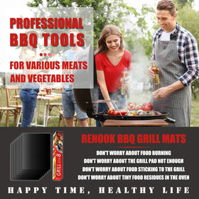 Renook grill mats on grill grates prevent sticking and keep grill clean