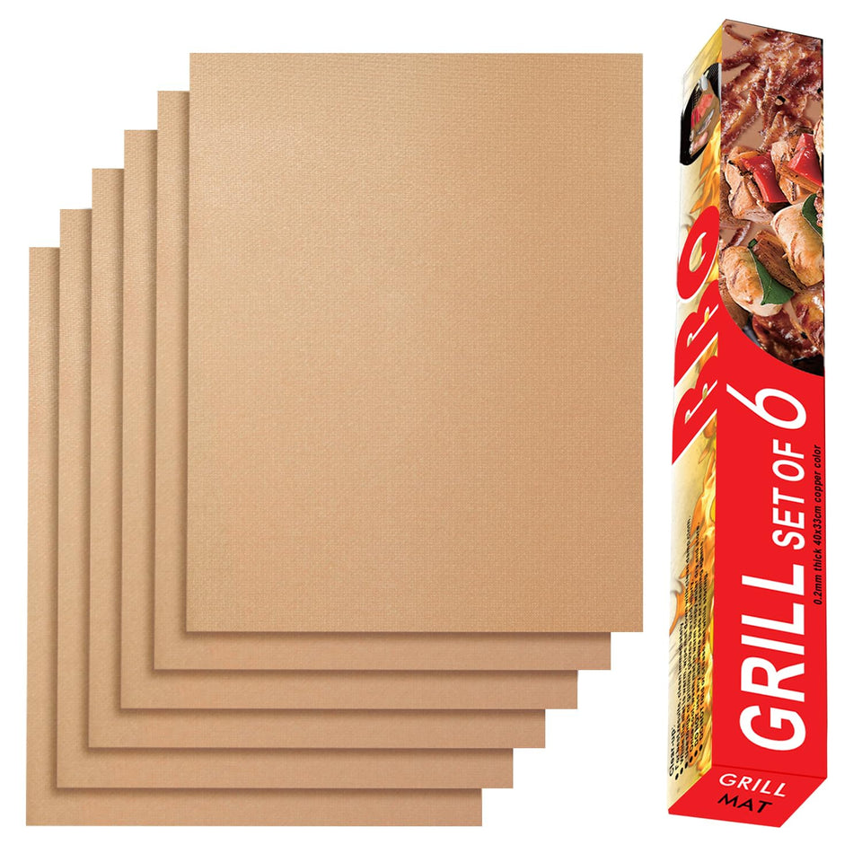 Renook grill mats outdoors six-pack on a grill showing clean lines and separation