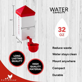 RentACoop auto-fill cup ensures fresh water without daily refilling.