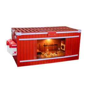 RentACoop Big Red Barn Brooder front view emphasizes easy setup