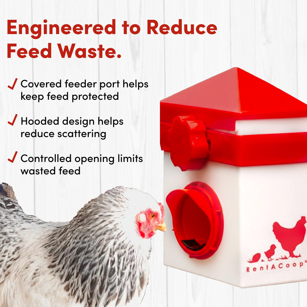 Coop Clip installation on RentACoop Chick2Chicken feeder for flexible mounting