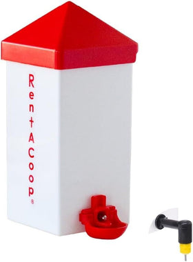 RentACoop Drinker Plus 32oz waterer for small birds in action showing capacity