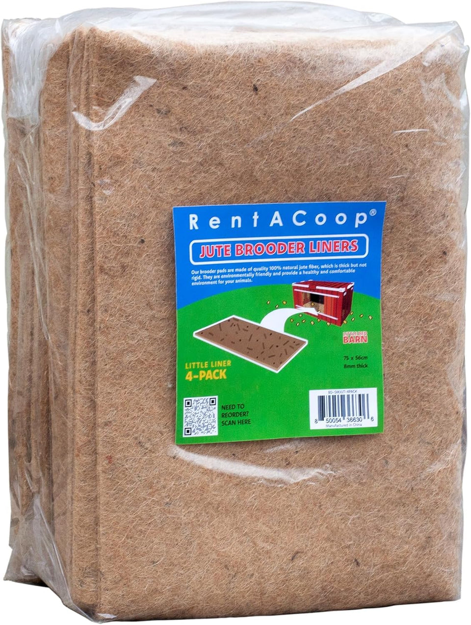 RentACoop jute brooder liner installed in Little Red Barn for clean bedding