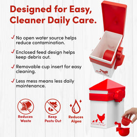 RentACoop elbow nipple attachment reduces backflow for cleaner water.