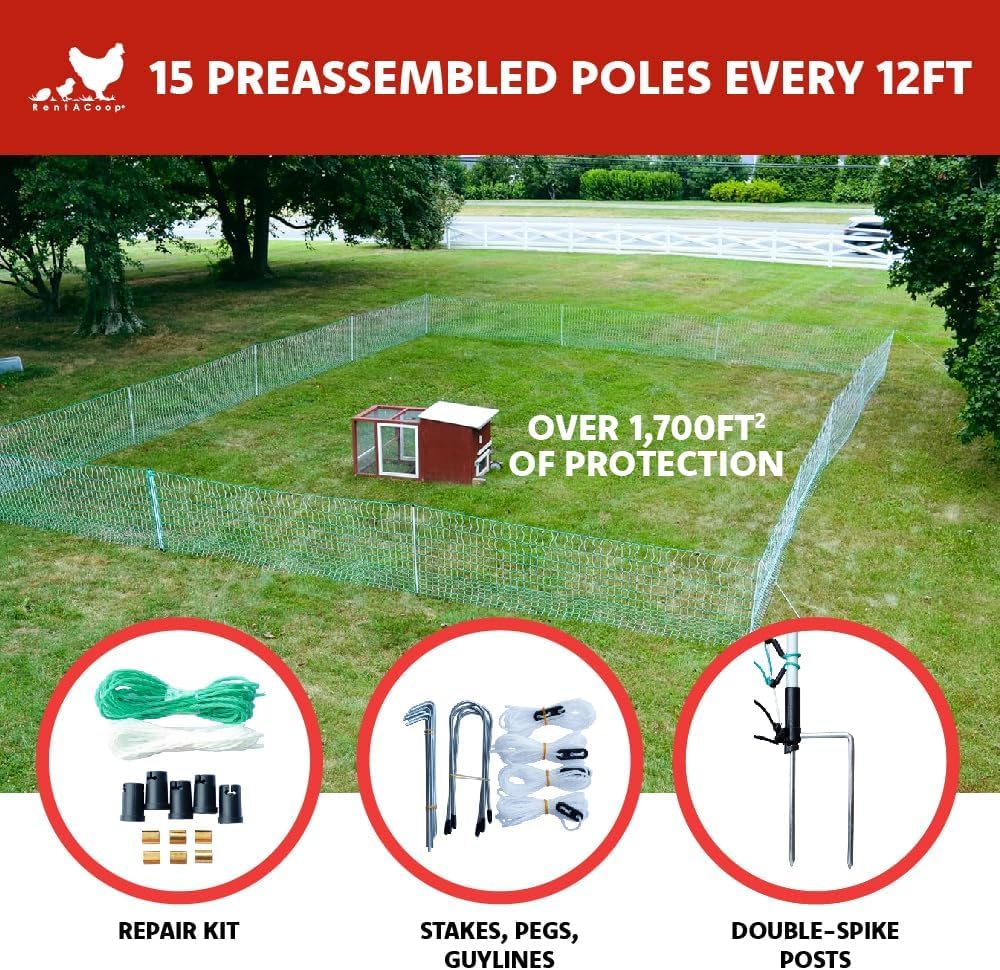 RentACoop U-shaped stakes with guylines simplify quick setup