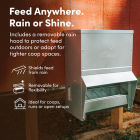 RentACoop weatherproof year-round design keeps feed dry in all seasons.