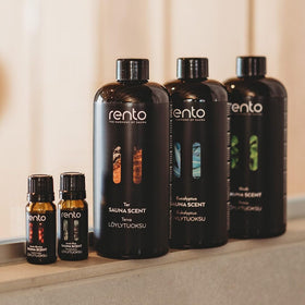 Rento Birch Sauna Scented Oil label close-up highlighting birch notes.
