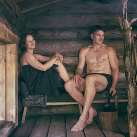 Rento Birch Sauna Scented Oil being poured for diffuser or sauna use.