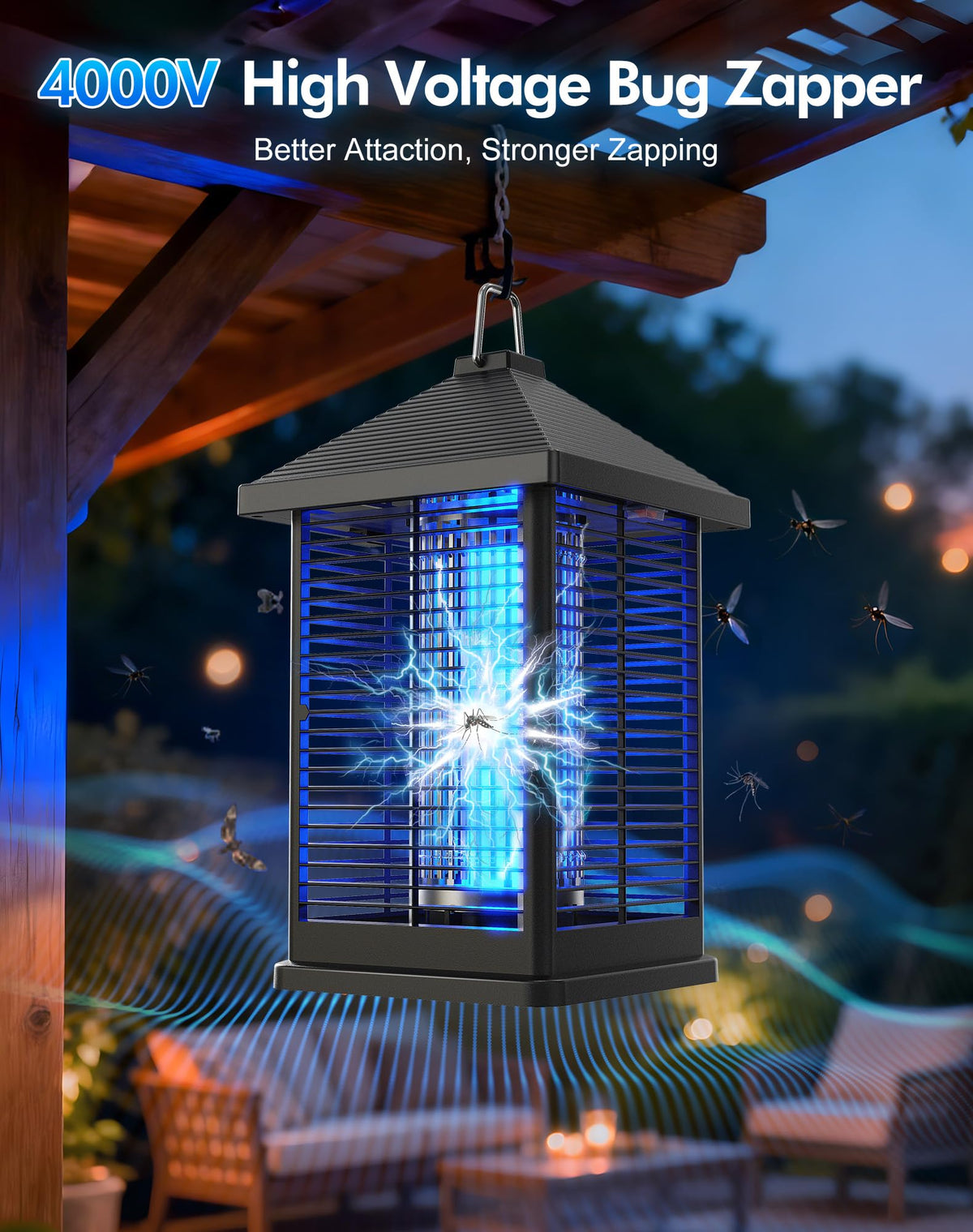 REOGLE Zapper 4000V electric grid delivers fast insect elimination