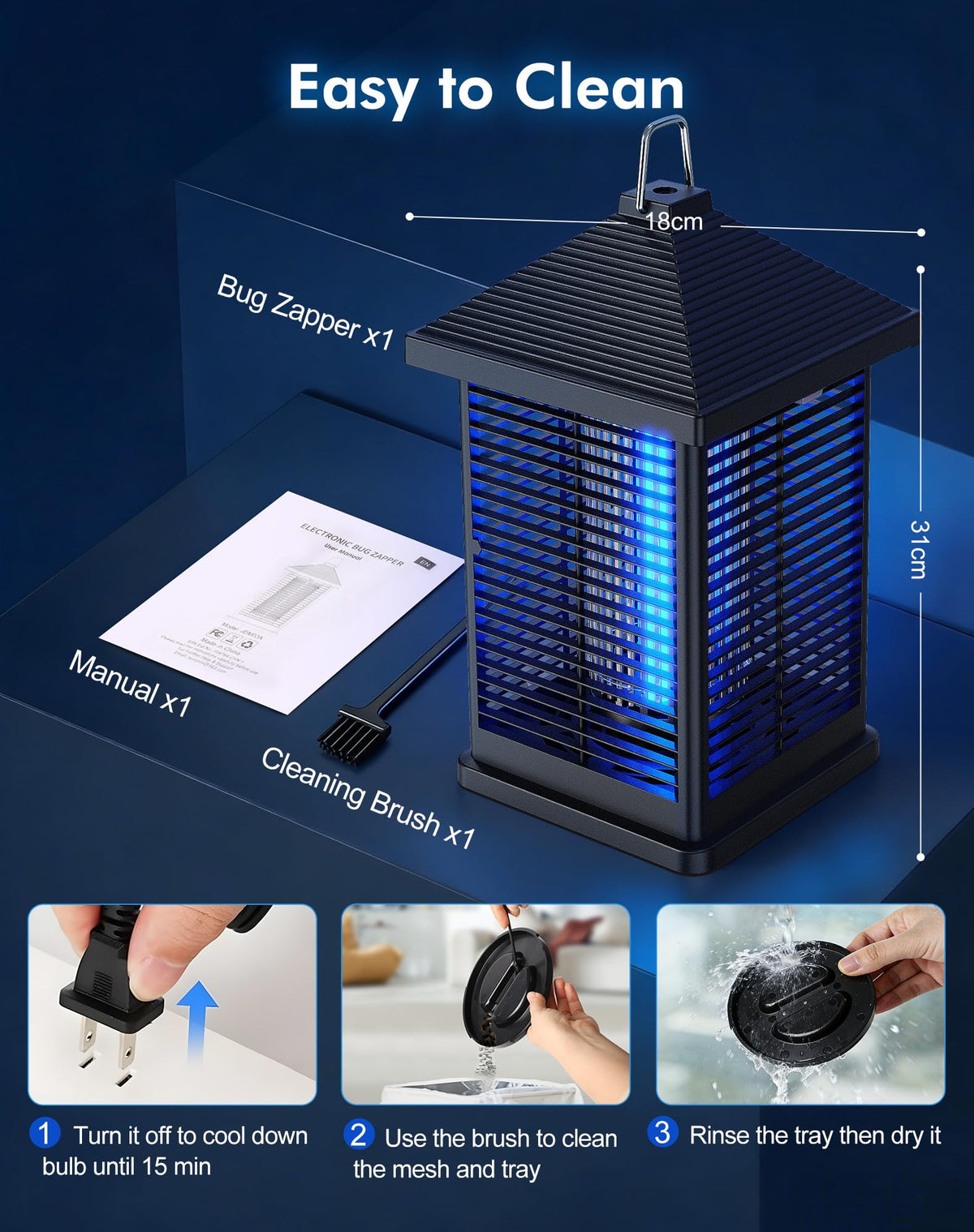 REOGLE Bug Zapper ideal for patios, garages, backyards, porches