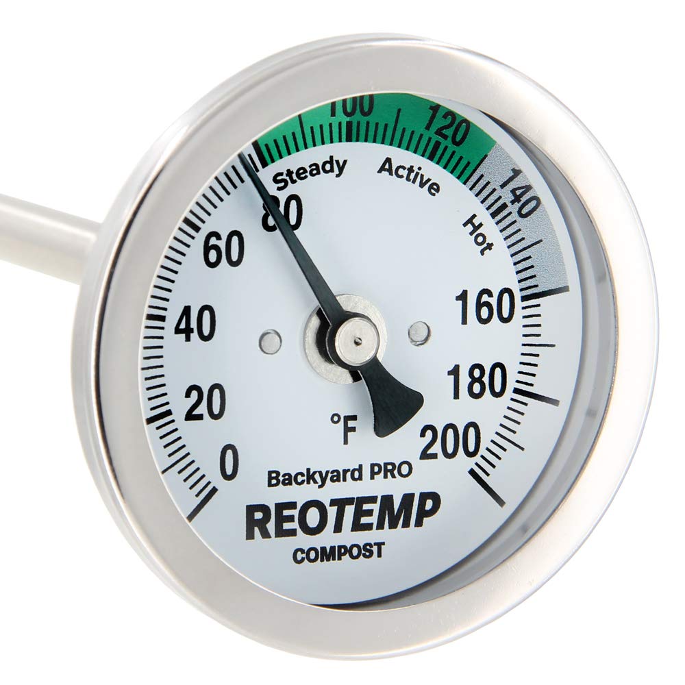 REOTEMP Backyard Pro Compost Thermometer 24-inch stem for deep pile readings